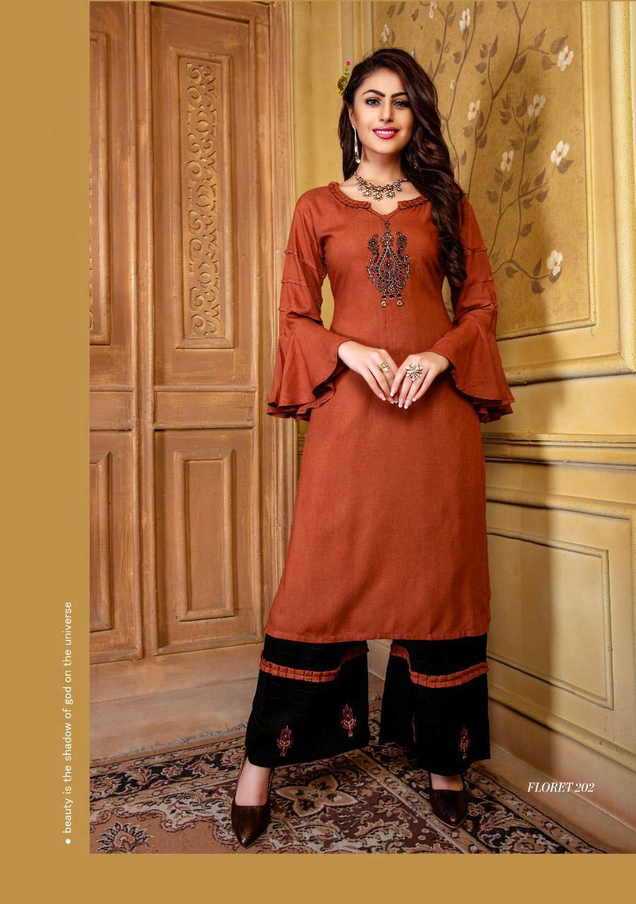Floret Vol-2 Kiana Palazzo Embroidery Kurti Manufacturer Floret Vol-2 Kiana Palazzo Embroidery Kurti Manufacturer